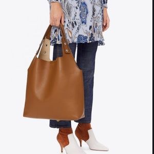 Tory Burch Rory Camel Leather Handbag